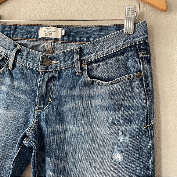 Y2K Abercrombie & Fitch Erin Low Rise Straight Jeans Women’s 2S Blue Whiskering - Picture 9 of 16
